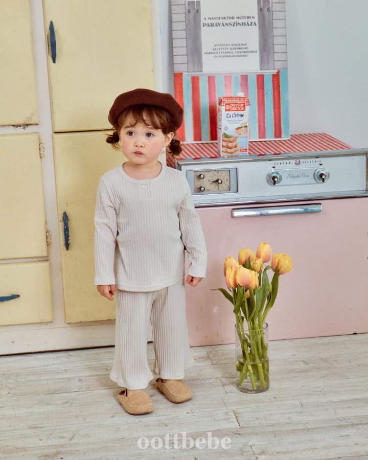Oott Bebe - Korean Baby Fashion - #babyboutique - Kiki Rib Top Bottom Set - 9