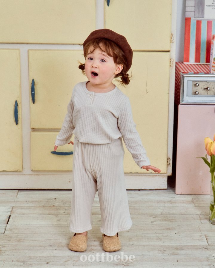 Oott Bebe - Korean Baby Fashion - #babyboutiqueclothing - Kiki Rib Top Bottom Set - 11