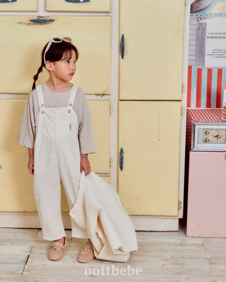 Oott Bebe - Korean Baby Fashion - #babyboutiqueclothing - Creamy Overalls - 2