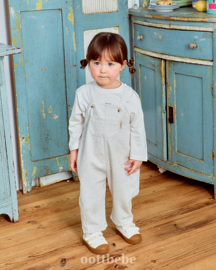 Oott Bebe - Korean Baby Fashion - #babyclothing - Creamy Overalls - 4