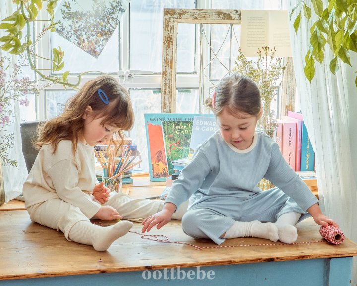 Oott Bebe - Korean Baby Fashion - #babyfever - Clean Cotton Pure Rib Top Bottom Set - 2