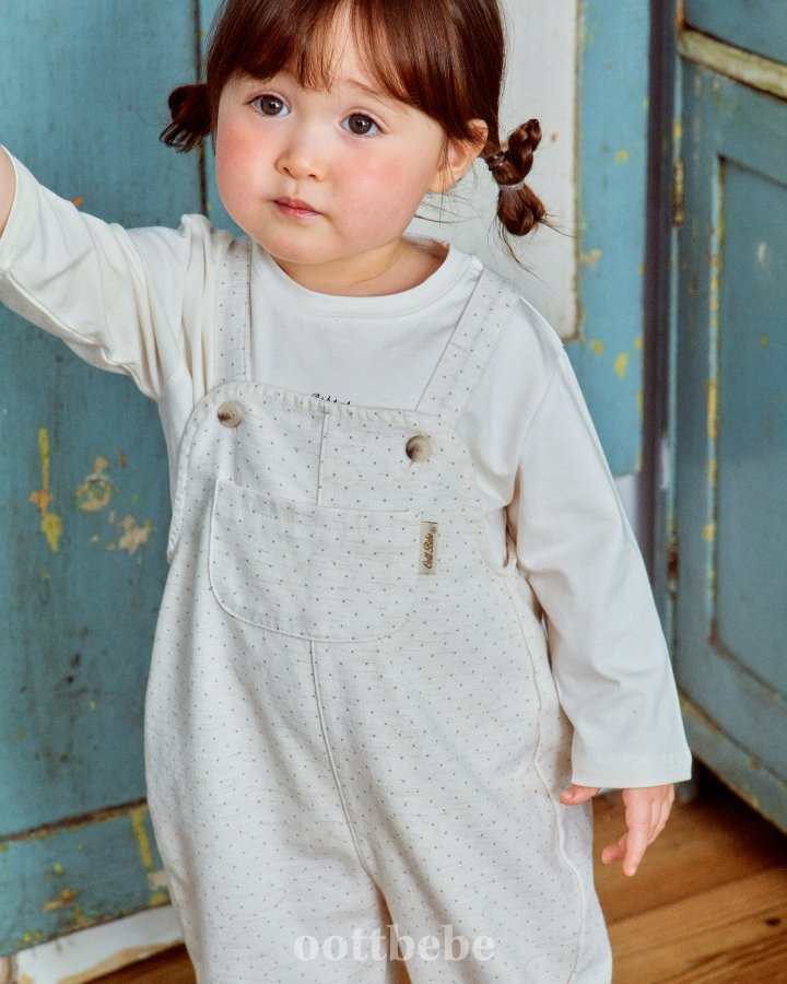 Oott Bebe - Korean Baby Fashion - #babyfever - Creamy Overalls - 5