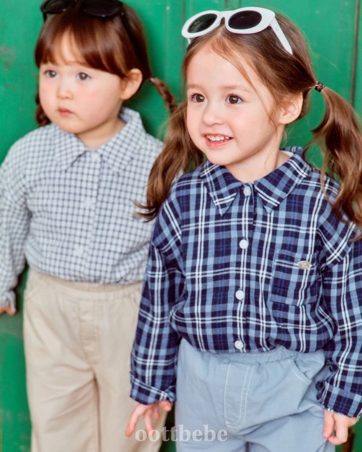 Oott Bebe - Korean Baby Fashion - #babyfever - Rona Check Shirt - 6