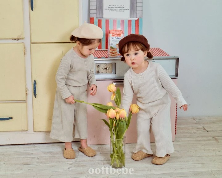 Oott Bebe - Korean Baby Fashion - #babyoninstagram - Kiki Rib Top Bottom Set - 2