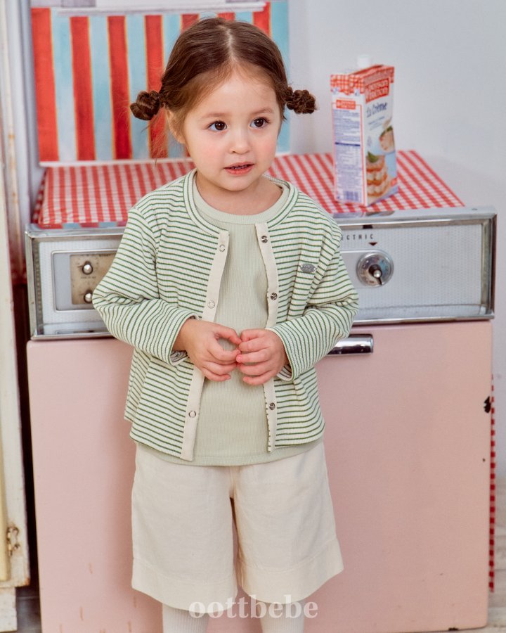 Oott Bebe - Korean Baby Fashion - #babyoninstagram - Ella Rib Tee Cardigan Set - 2