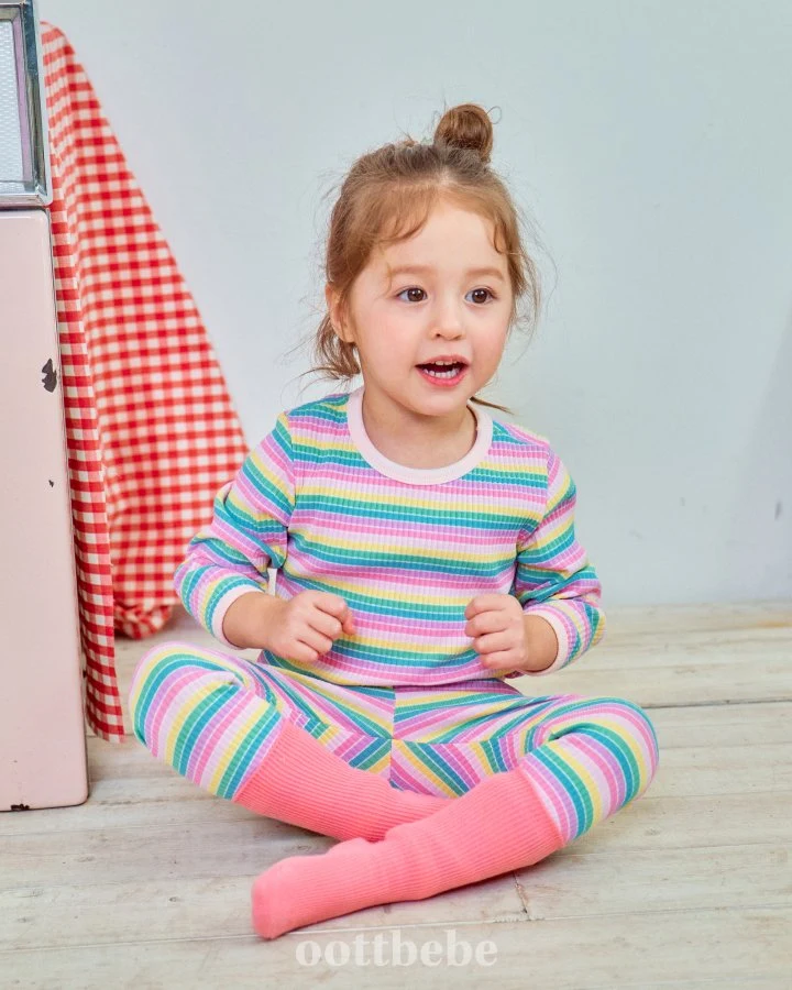 Oott Bebe - Korean Baby Fashion - #babyootd - Rib Rainbow Easywear - 9