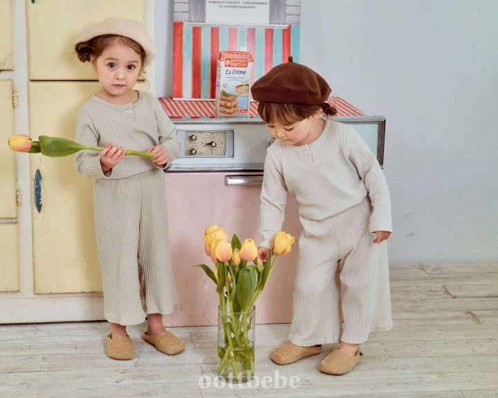 Oott Bebe - Korean Baby Fashion - #babyootd - Kiki Rib Top Bottom Set - 3
