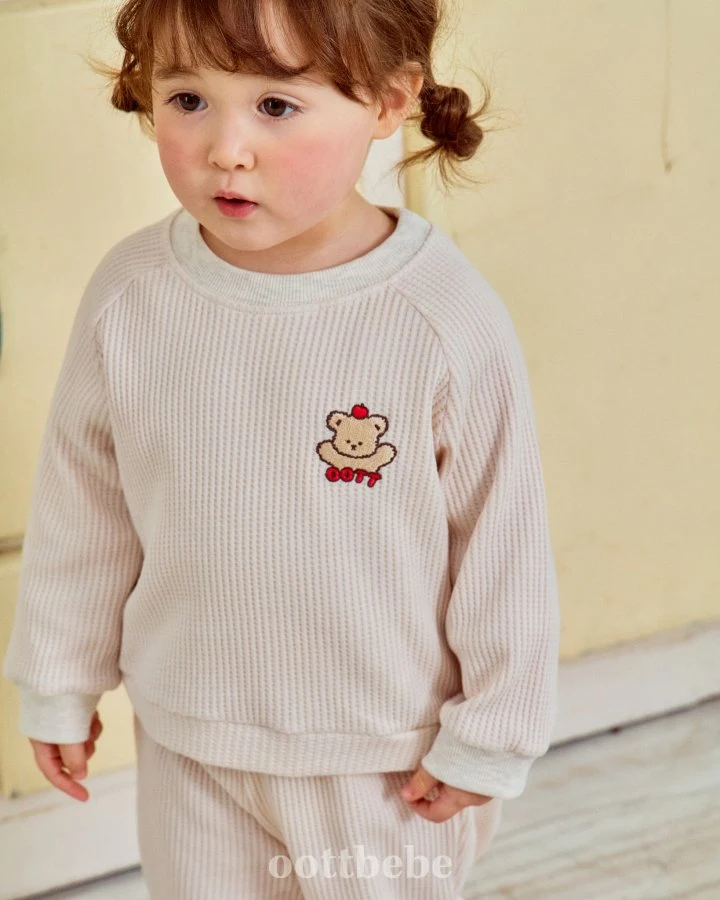 Oott Bebe - Korean Baby Fashion - #babyootd - Apple Otti Top Bottom Set - 2