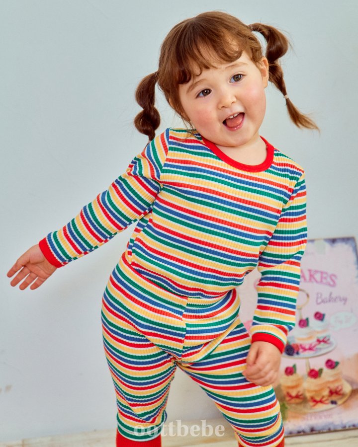Oott Bebe - Korean Baby Fashion - #babyoutfit - Rib Rainbow Easywear - 10