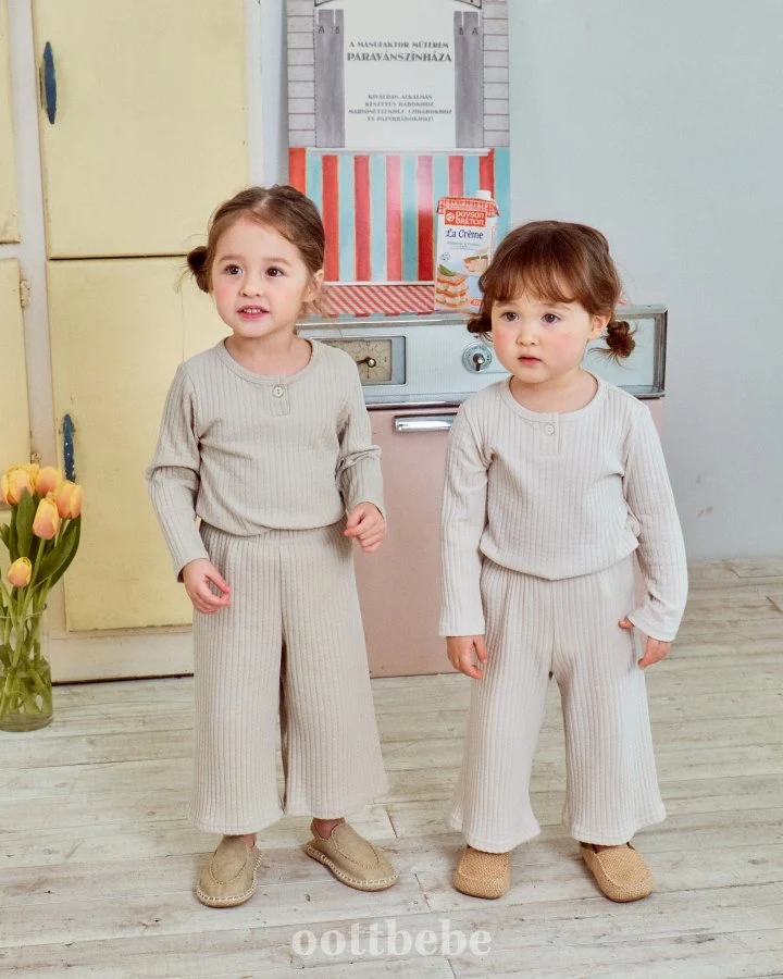 Oott Bebe - Korean Baby Fashion - #babyootd - Kiki Rib Top Bottom Set - 4