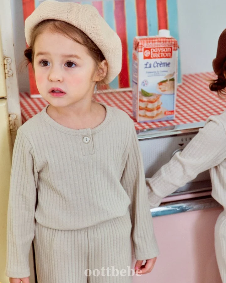 Oott Bebe - Korean Baby Fashion - #babyoutfit - Kiki Rib Top Bottom Set - 5