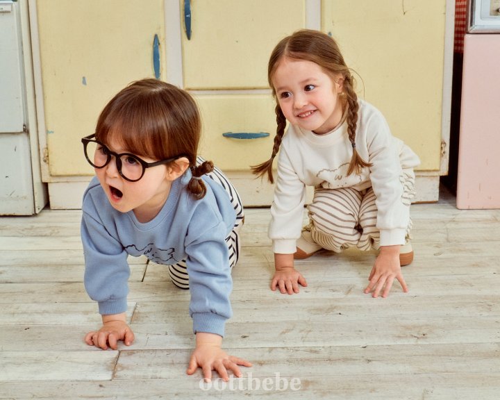 Oott Bebe - Korean Baby Fashion - #babyoutfit - Bonjour Puppy Top Bottom Set - 2