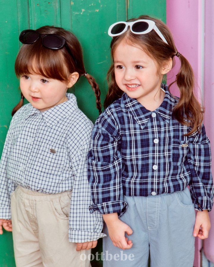 Oott Bebe - Korean Baby Fashion - #babyoutfit - Rona Check Shirt - 11