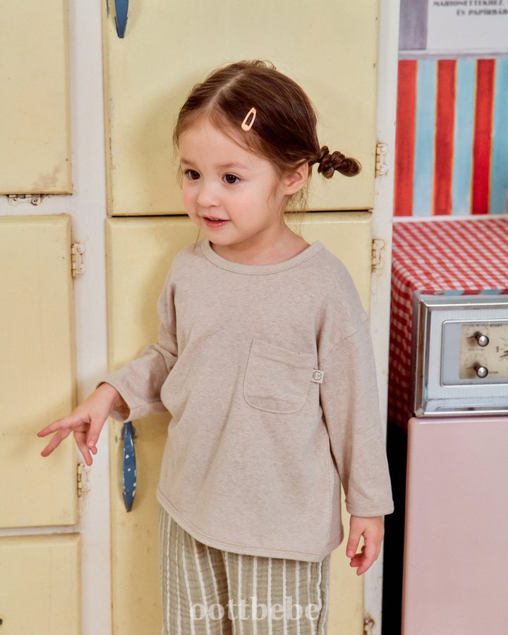 Oott Bebe - Korean Baby Fashion - #babyoutfit - Natural Pocket Tee - 5