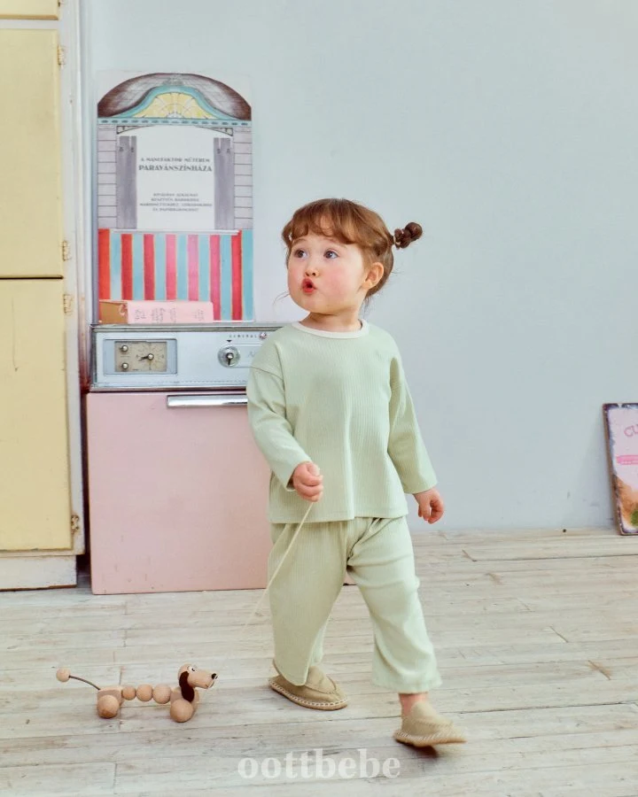 Oott Bebe - Korean Baby Fashion - #babywear - Clean Cotton Pure Rib Top Bottom Set - 9