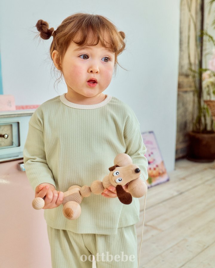 Oott Bebe - Korean Baby Fashion - #onlinebabyshop - Clean Cotton Pure Rib Top Bottom Set - 11