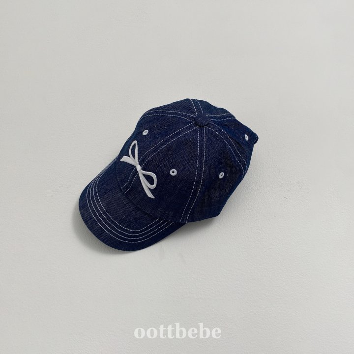Oott Bebe - Korean Children Fashion - #kidsshorts - Denim Ribbon Ball Cap - 4