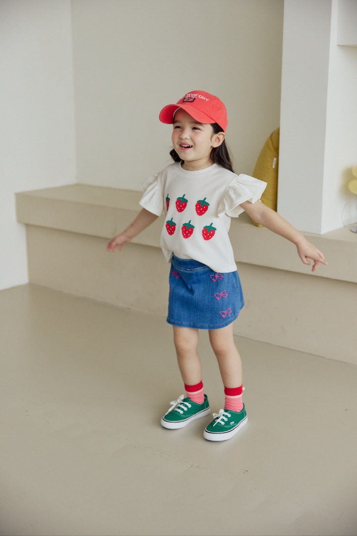 Orange Mom - Korean Children Fashion - #Kfashion4kids - Strawberry Frill Tee - 7