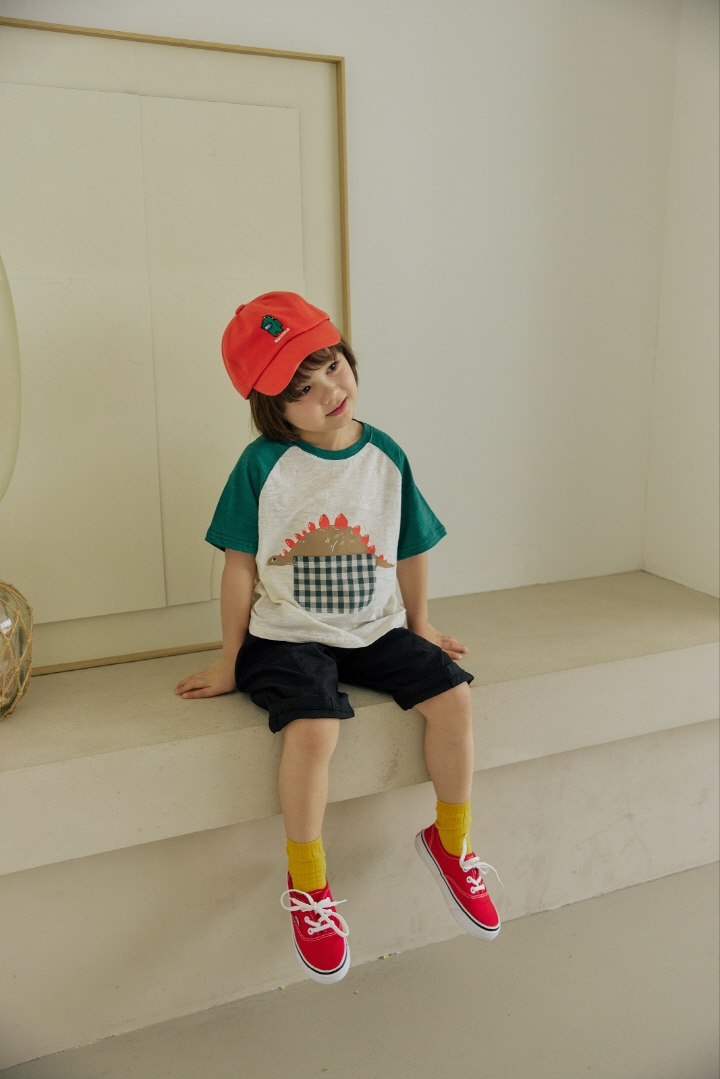 Orange Mom - Korean Children Fashion - #Kfashion4kids - Check Pocket Dino Tee - 6