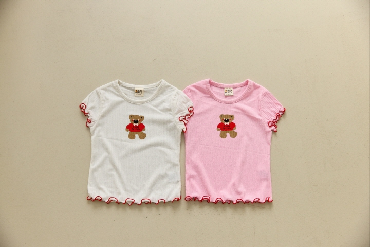 Orange Mom - Korean Children Fashion - #Kfashion4kids - Bear Printed Rib Tee