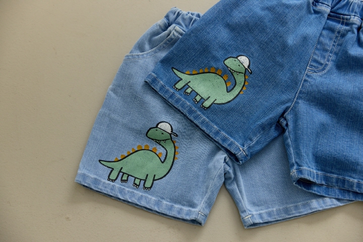 Orange Mom - Korean Children Fashion - #childofig - Dino Span Denim Pants - 4