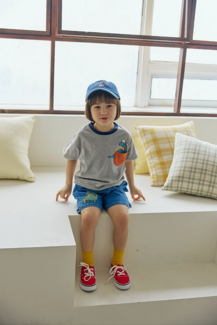 Orange Mom - Korean Children Fashion - #childofig - Bubble Dino Pocket Tee - 9