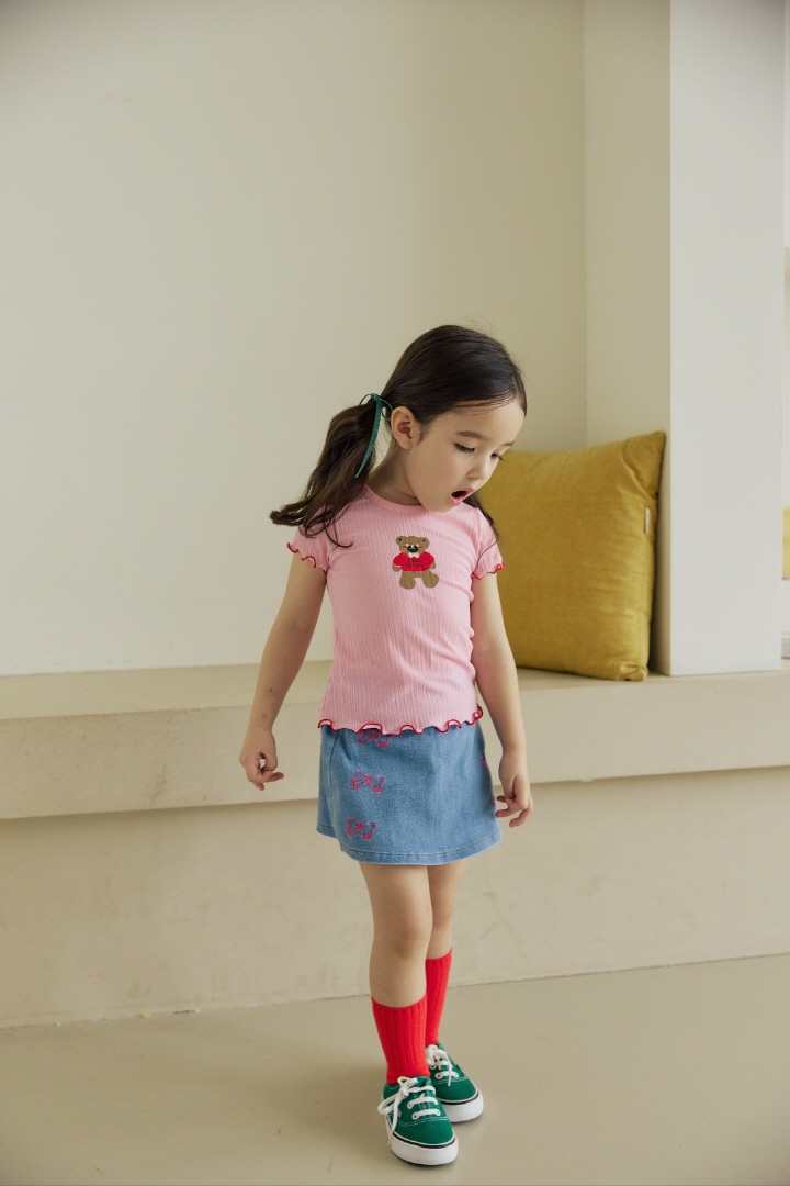 Orange Mom - Korean Children Fashion - #childofig - Bear Printed Rib Tee - 7