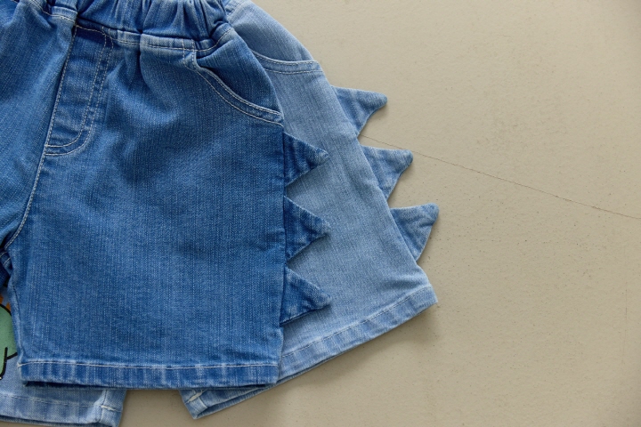 Orange Mom - Korean Children Fashion - #childrensboutique - Dino Span Denim Pants - 5