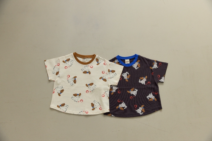 Orange Mom - Korean Children Fashion - #childrensboutique - Ball Playing Puppy Tee