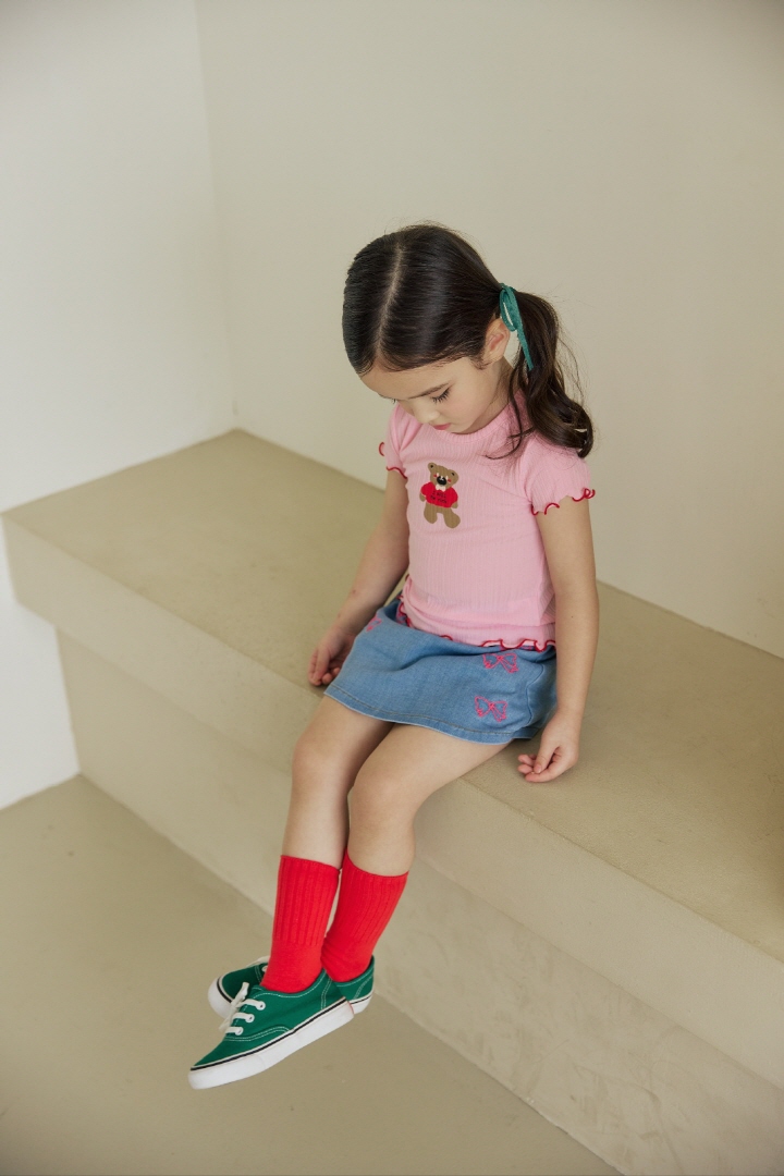 Orange Mom - Korean Children Fashion - #childrensboutique - Bear Printed Rib Tee - 8