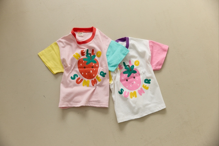 Orange Mom - Korean Children Fashion - #childrensboutique - Raglan Strawberry Tee - 3