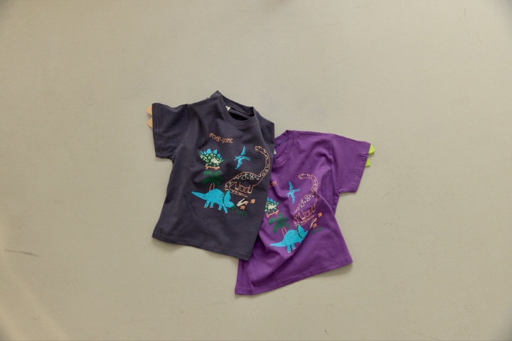 Orange Mom - Korean Children Fashion - #designkidswear - Sleeve Horn Dino Tee - 3