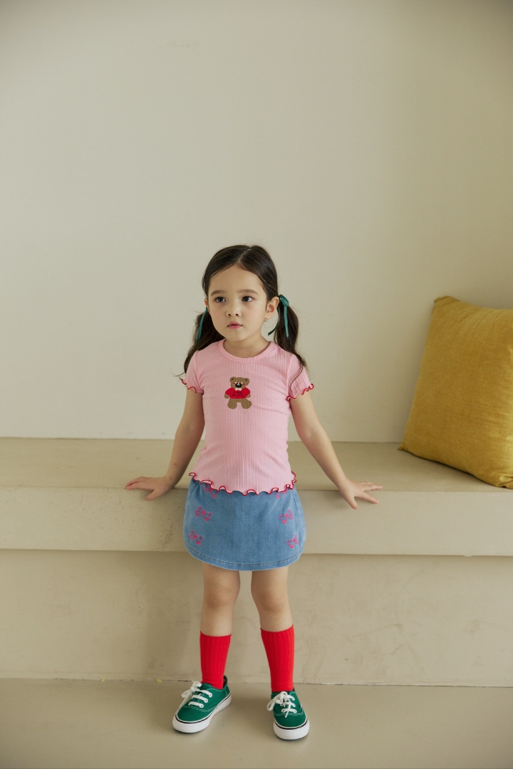 Orange Mom - Korean Children Fashion - #designkidswear - Bear Printed Rib Tee - 9