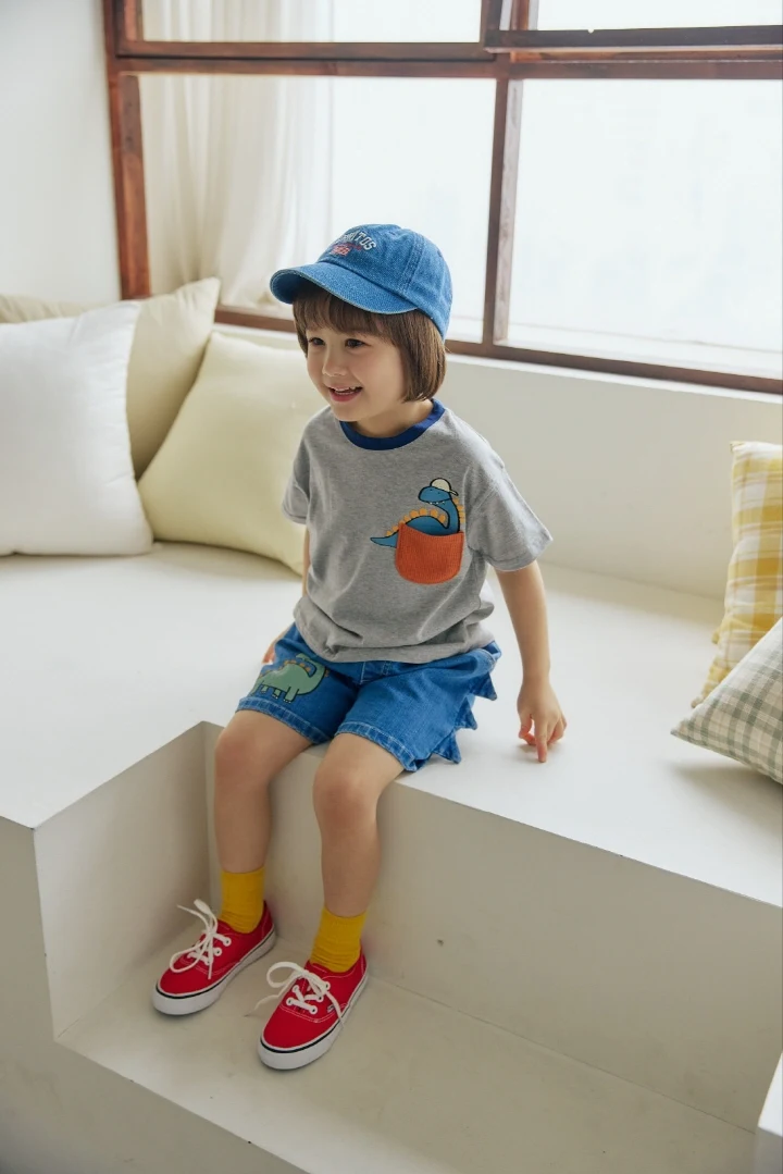 Orange Mom - Korean Children Fashion - #discoveringself - Bubble Dino Pocket Tee - 12
