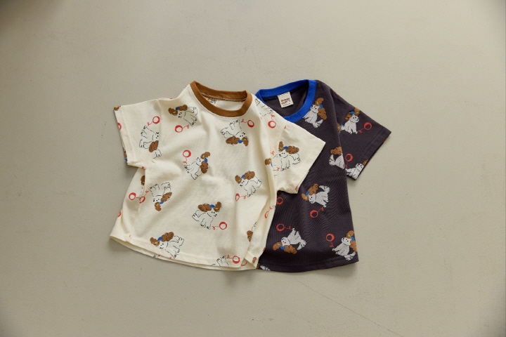 Orange Mom - Korean Children Fashion - #discoveringself - Ball Playing Puppy Tee - 3