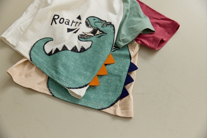 Orange Mom - Korean Children Fashion - #fashionkids - Horn Dino Raglan Tee - 5