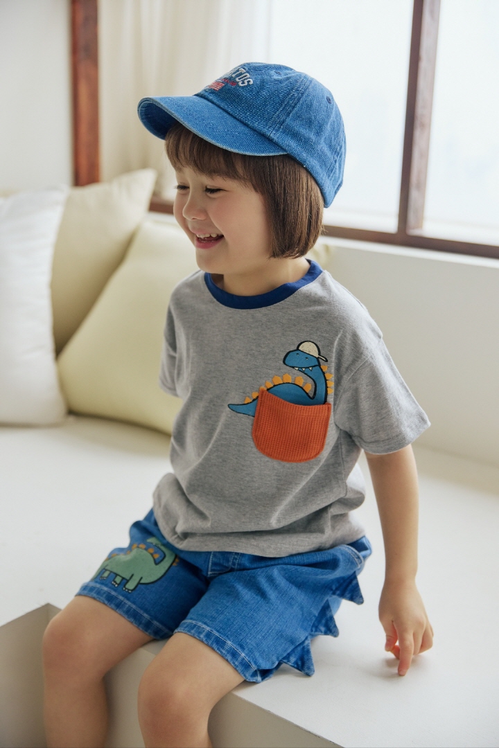 Orange Mom - Korean Children Fashion - #kidsshorts - Dino Span Denim Pants - 9