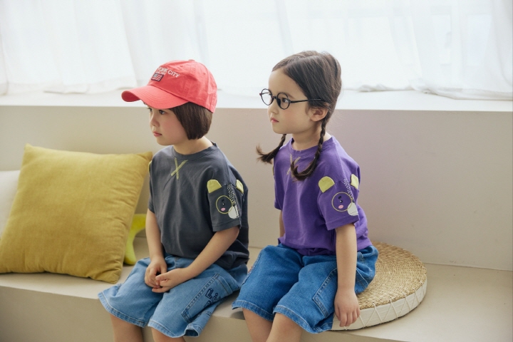 Orange Mom - Korean Children Fashion - #kidsshorts - Glasses Bear Tee - 9