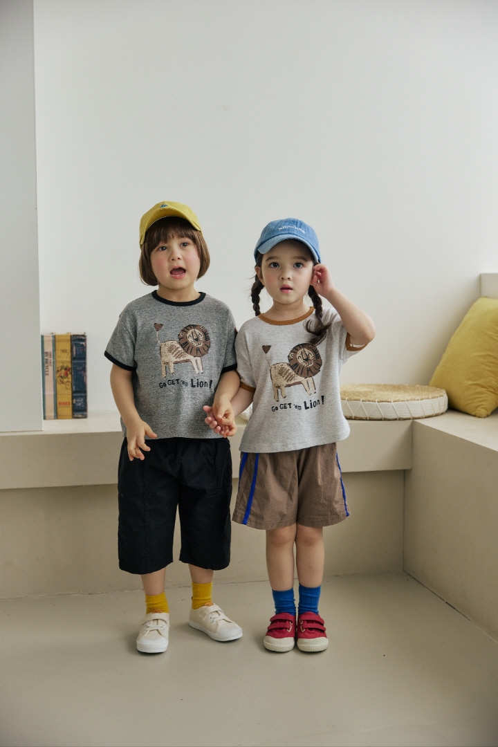 Orange Mom - Korean Children Fashion - #kidsshorts - Lion Tee - 7