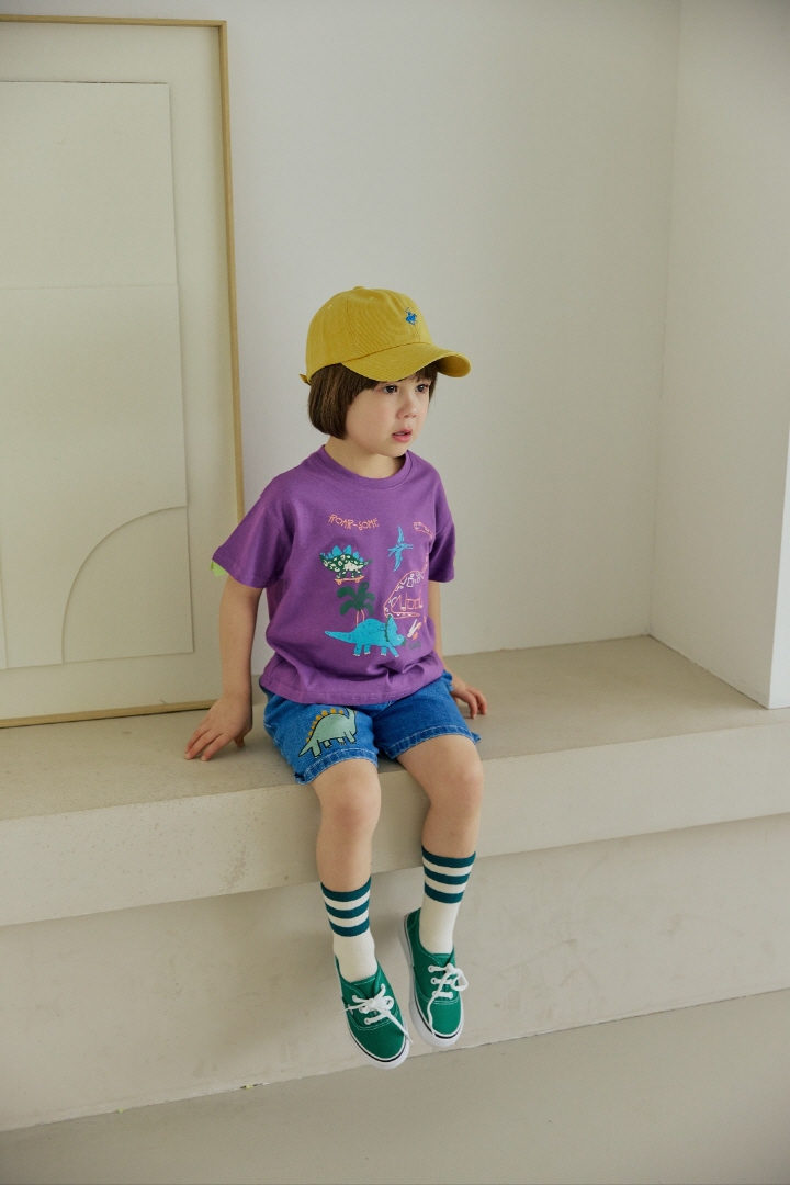 Orange Mom - Korean Children Fashion - #kidsshorts - Sleeve Horn Dino Tee - 6