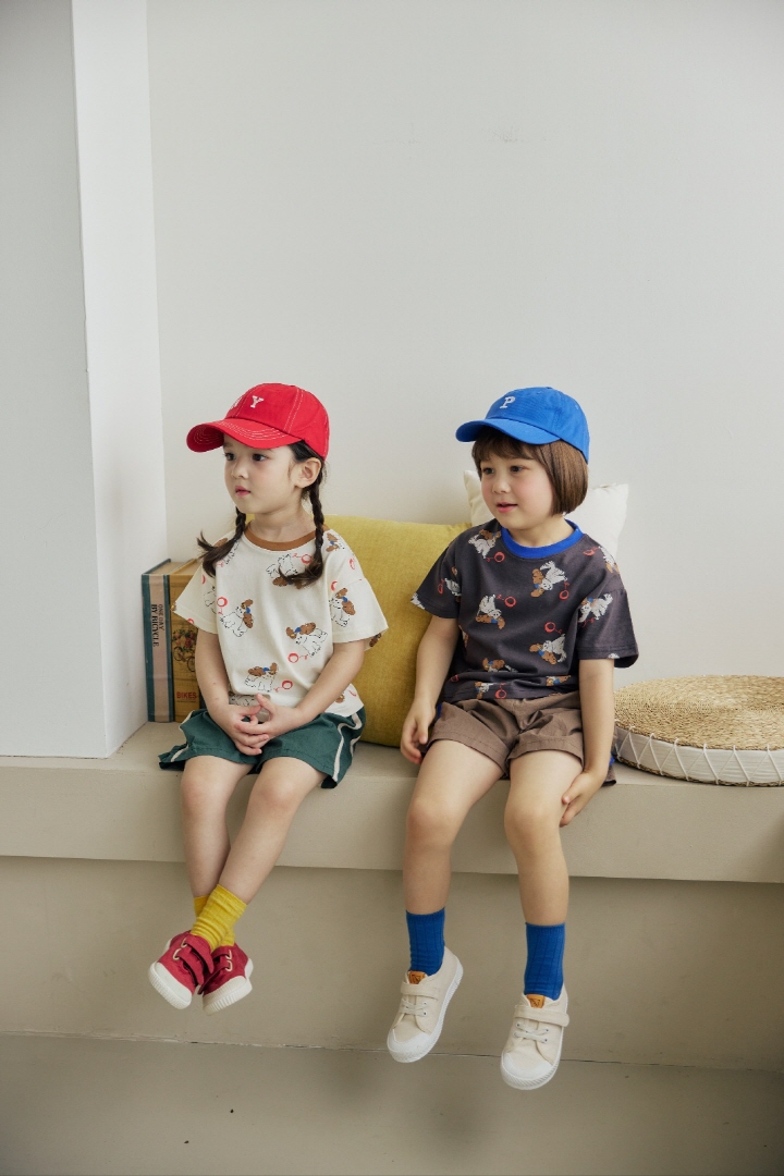 Orange Mom - Korean Children Fashion - #kidsshorts - Ball Playing Puppy Tee - 5