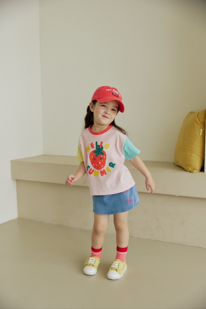 Orange Mom - Korean Children Fashion - #kidsshorts - Raglan Strawberry Tee - 7