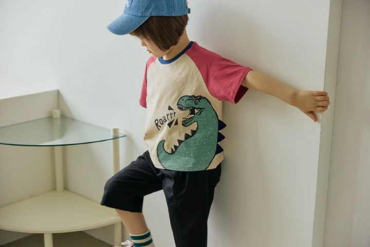 Orange Mom - Korean Children Fashion - #kidsshorts - Horn Dino Raglan Tee - 6