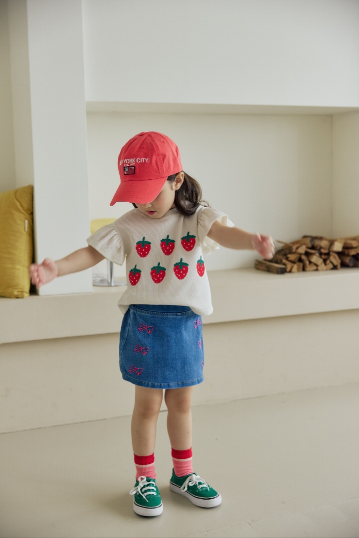 Orange Mom - Korean Children Fashion - #kidzfashiontrend - Strawberry Frill Tee - 6