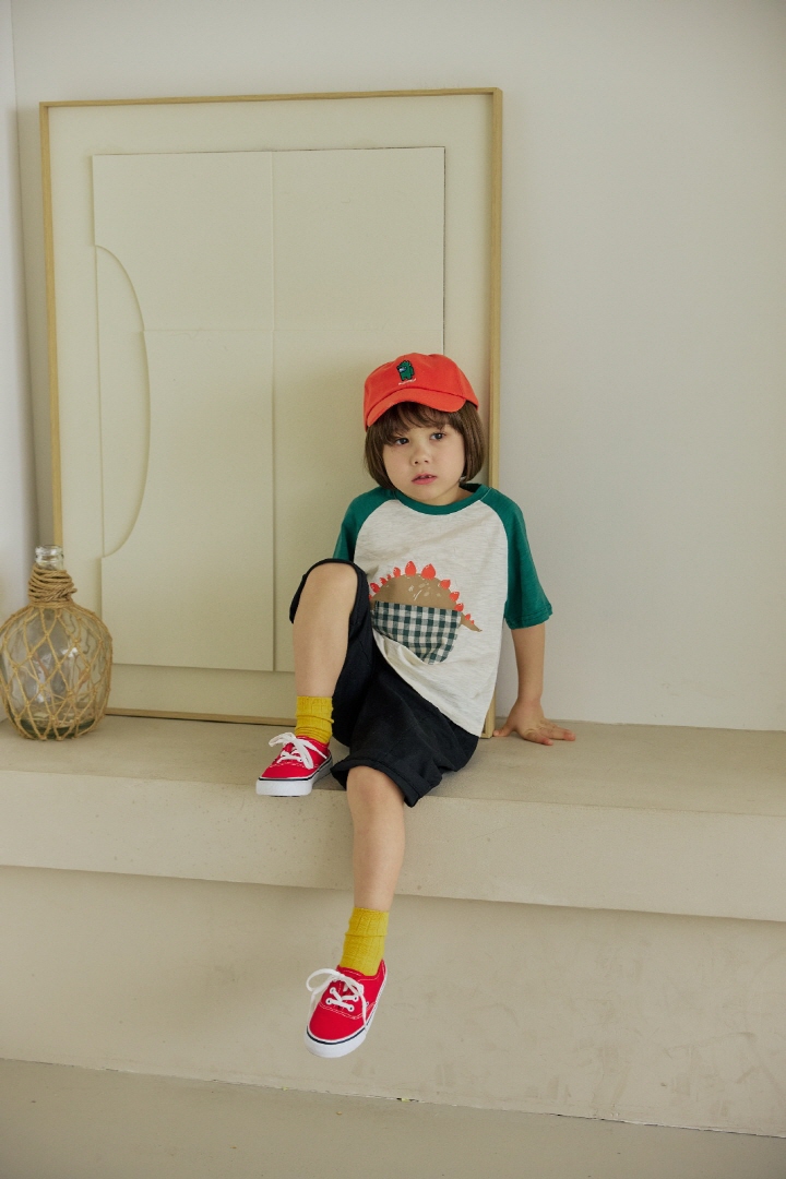 Orange Mom - Korean Children Fashion - #kidzfashiontrend - Check Pocket Dino Tee - 5