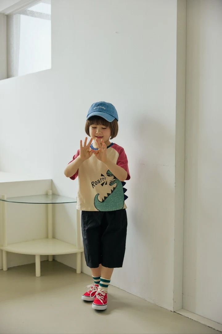 Orange Mom - Korean Children Fashion - #kidzfashiontrend - Horn Dino Raglan Tee - 8