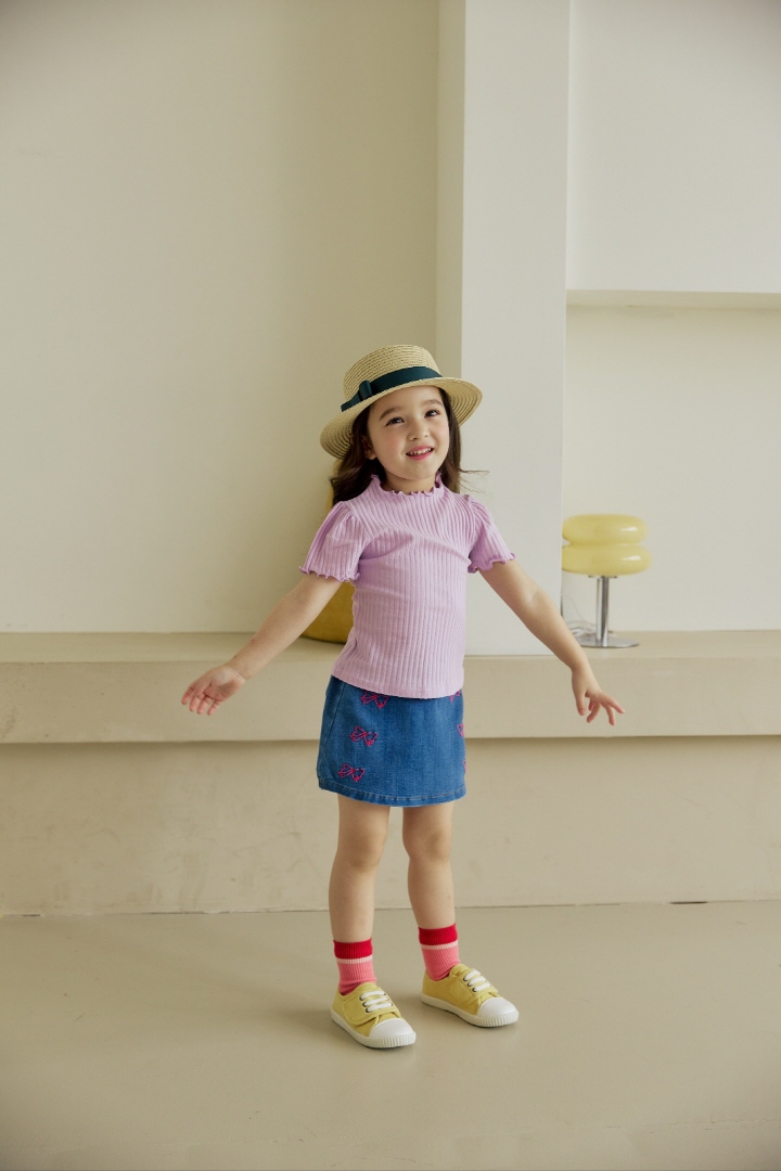 Orange Mom - Korean Children Fashion - #littlefashionista - Ribbon Denim Span Skirt Pants - 12
