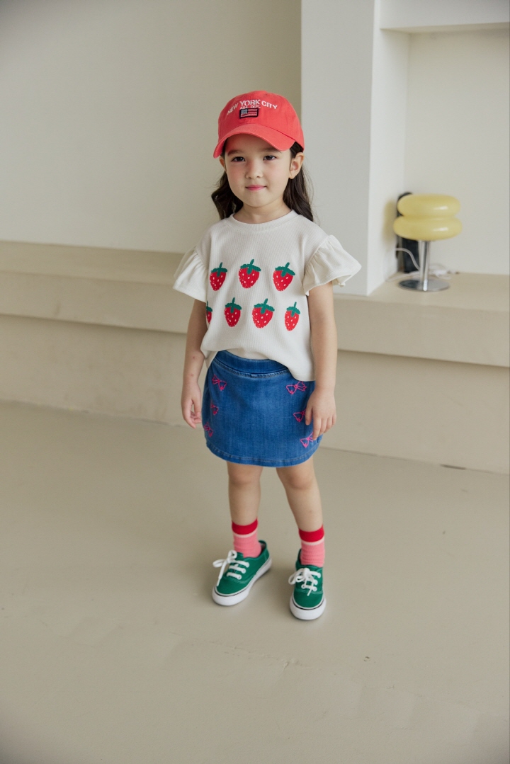 Orange Mom - Korean Children Fashion - #littlefashionista - Strawberry Frill Tee - 8
