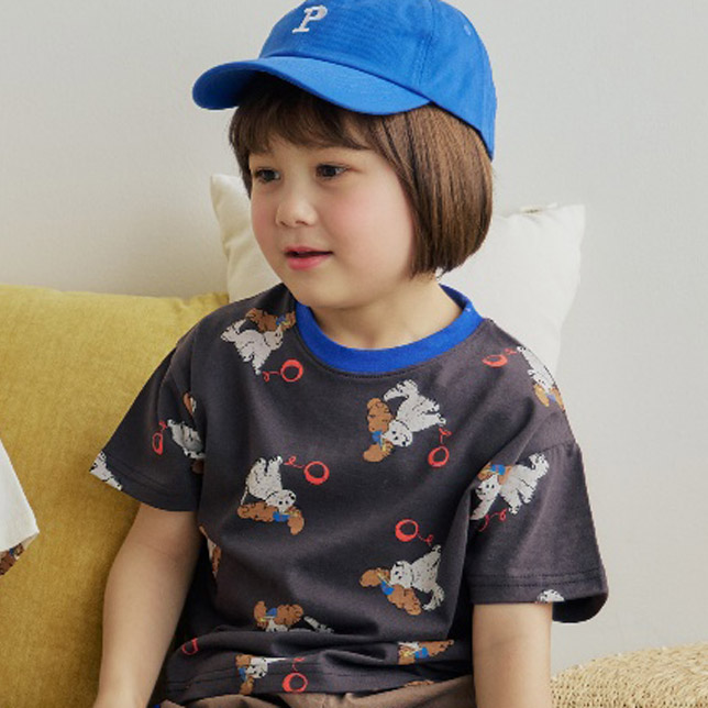 Orange Mom - Korean Children Fashion - #magicofchildhood - Ball Playing Puppy Tee - 10