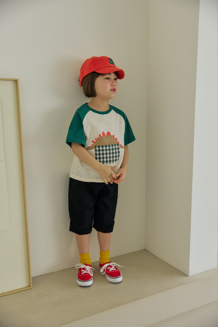 Orange Mom - Korean Children Fashion - #magicofchildhood - Check Pocket Dino Tee - 8